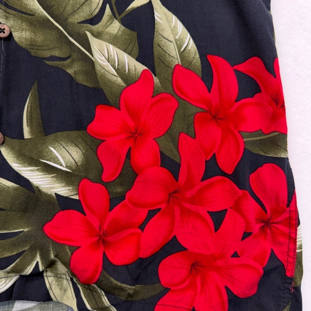 Favant Floral Palm Rayon Hawaiian Shirt Men's S Black Red Green Aloha - Picture 3 of 7